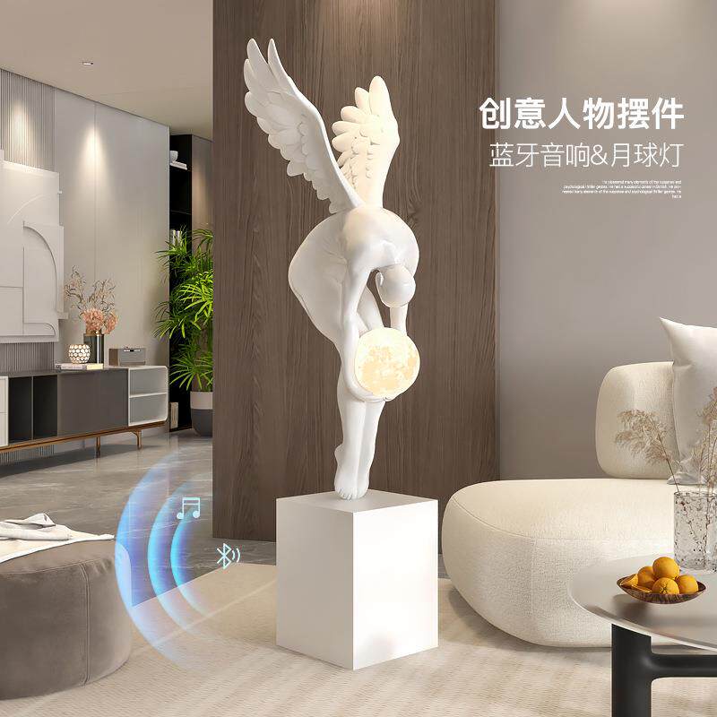 现代轻奢艺术人物落地灯摆件客厅玄关抽象工艺品酒店大堂天使雕塑