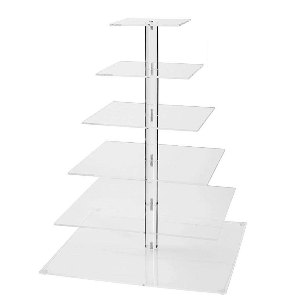 6层方形亚克力透明蛋糕架 婚礼节日水果拼盘甜点展示架cake stand