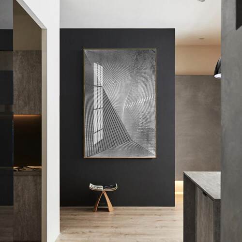 现代简约轻奢风格画黑白线条抽象装饰画工业风挂画酒店样板房壁画