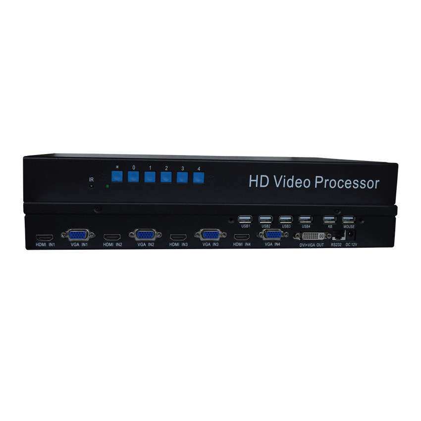 高清画面分割器四路VGA画面分割器视频处理器带KVM/HDMI/DVI接口