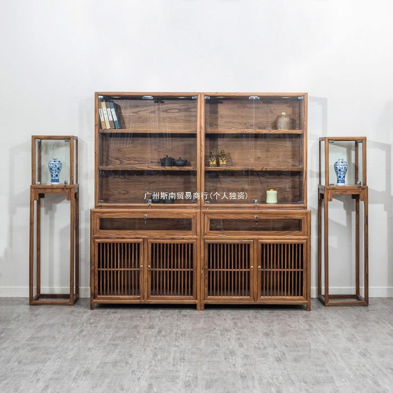 实木珠宝展示柜饰品首饰透明玻璃柜台展柜新中式高柜博物馆陈列柜