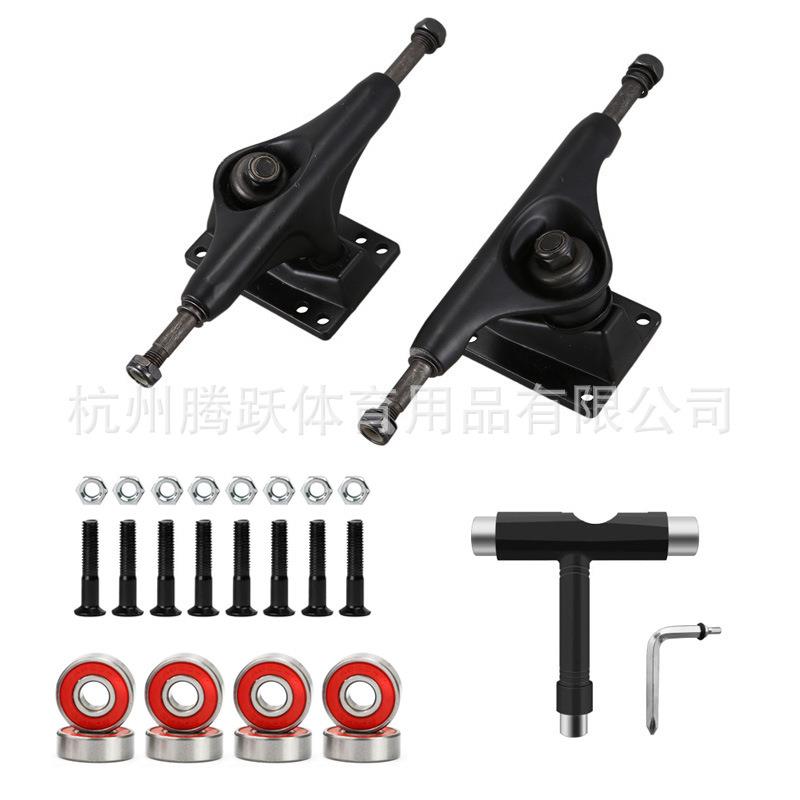【套装】四轮滑板桥5英寸双翘板鱼板支架25mm桥钉轴承T工具组合图片