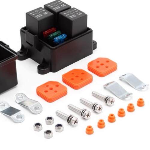 汽车房车越野车射灯改装直流电12V24V80A继电器阻燃防水3路保险盒