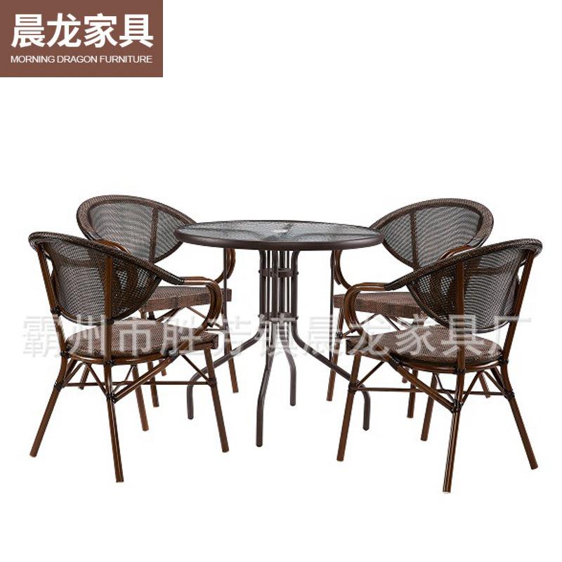 特斯林网布椅子户外桌椅奶茶店咖啡餐厅桌椅组合圆弧靠背休闲椅子