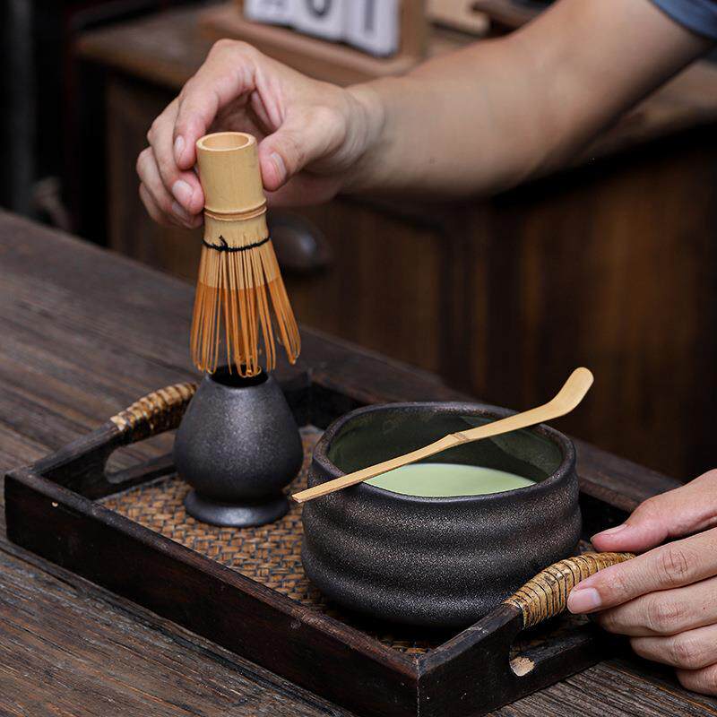 陶瓷抹茶碗套装家用打抹茶工具日式粗陶点茶碗配件百本立茶筅立组