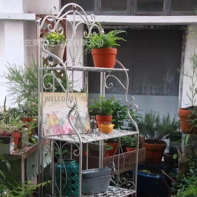 阳台铁艺多层花架庭院欧式收纳置物架子镂空简约落地式阶梯爬架子