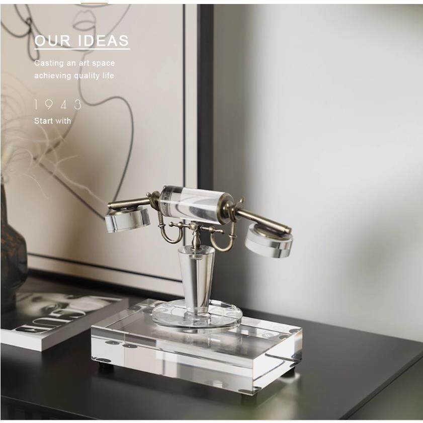 复古水晶电话机摆件轻奢大气电视柜酒柜办公室书房样板间装饰品