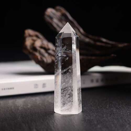 白水晶小摆件六棱柱原石摆设原矿水晶矿石形单尖水晶柱消磁珍玉坊