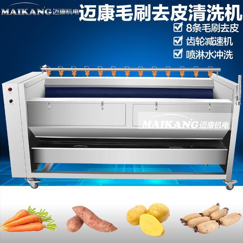 现货毛刷土豆清洗机 毛辊红薯莲藕去皮机 全自动小型萝卜清洗机
