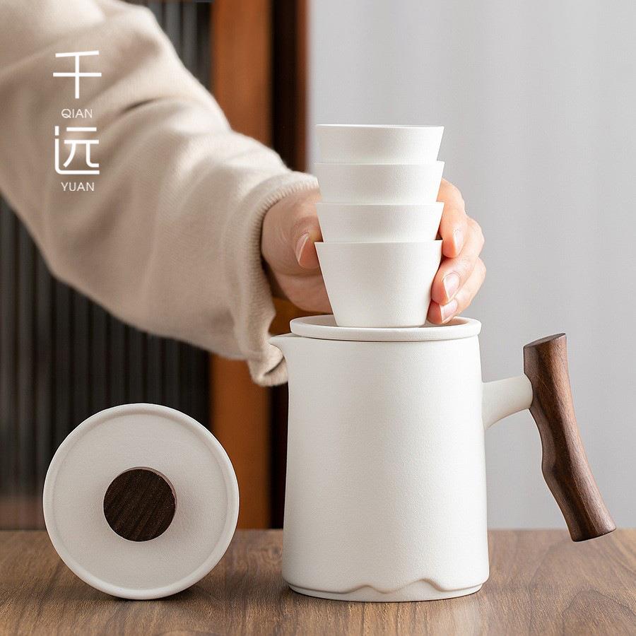 陶瓷便携式旅行茶具套装简约户外露营喝茶装备随身野外野餐快客杯