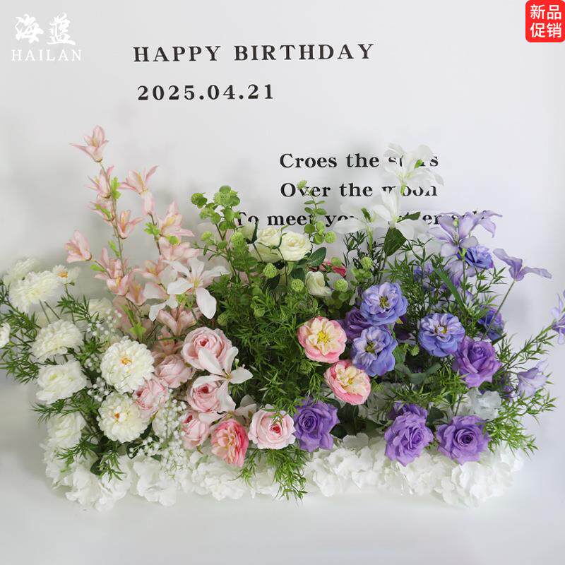 莫奈风门头仿真花咖啡店花店店门口橱窗开业花艺装饰成品布置美化