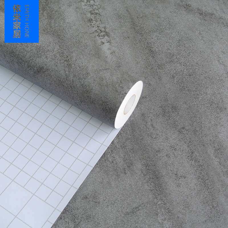 特厚导气槽自粘墙纸壁纸复古工业风灰色水泥纹装饰PVC墙贴HMD9069