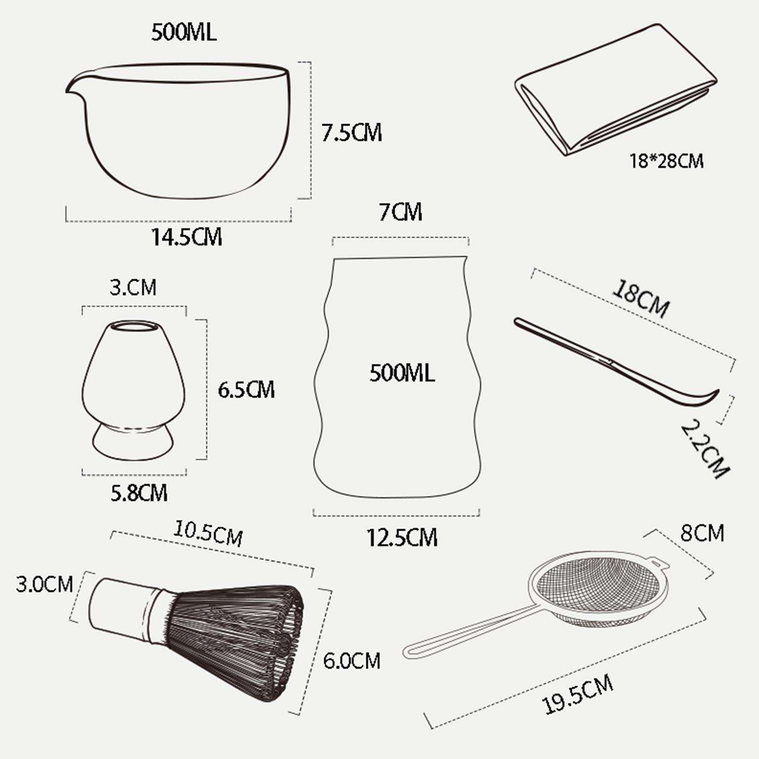 日式玻璃锤纹抹茶茶具7件套茶筅抹茶刷百本立茶筅立组合宋代点茶