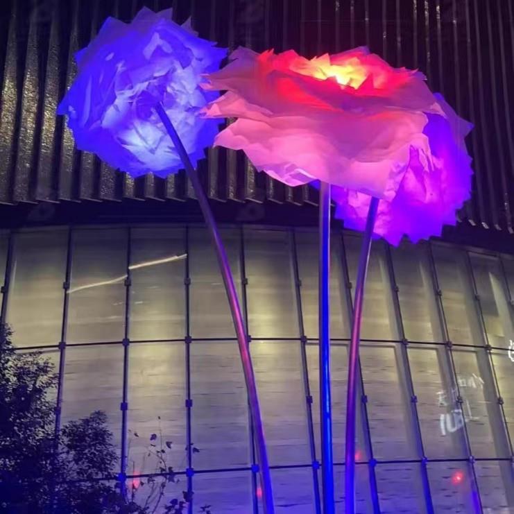 户外七彩花朵庭院广场景观创意灯发光公园玫瑰花造型雕塑装饰灯具