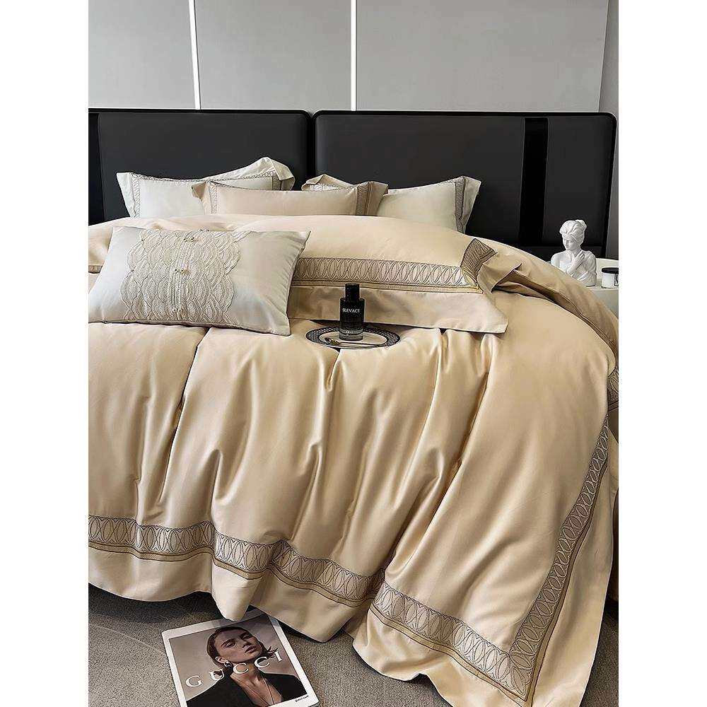 复古轻奢100支长绒棉四件套纯棉贡缎床单被套全棉欧式家纺床品1.8