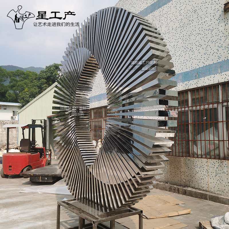 不锈钢圆圈景观工程水景售楼处入口雕塑摆件厂家设计软装美陈摆件