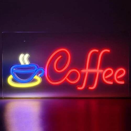 亚马逊背板霓虹coffee 广告灯酒吧咖啡店装饰霓虹灯色彩鲜艳装饰