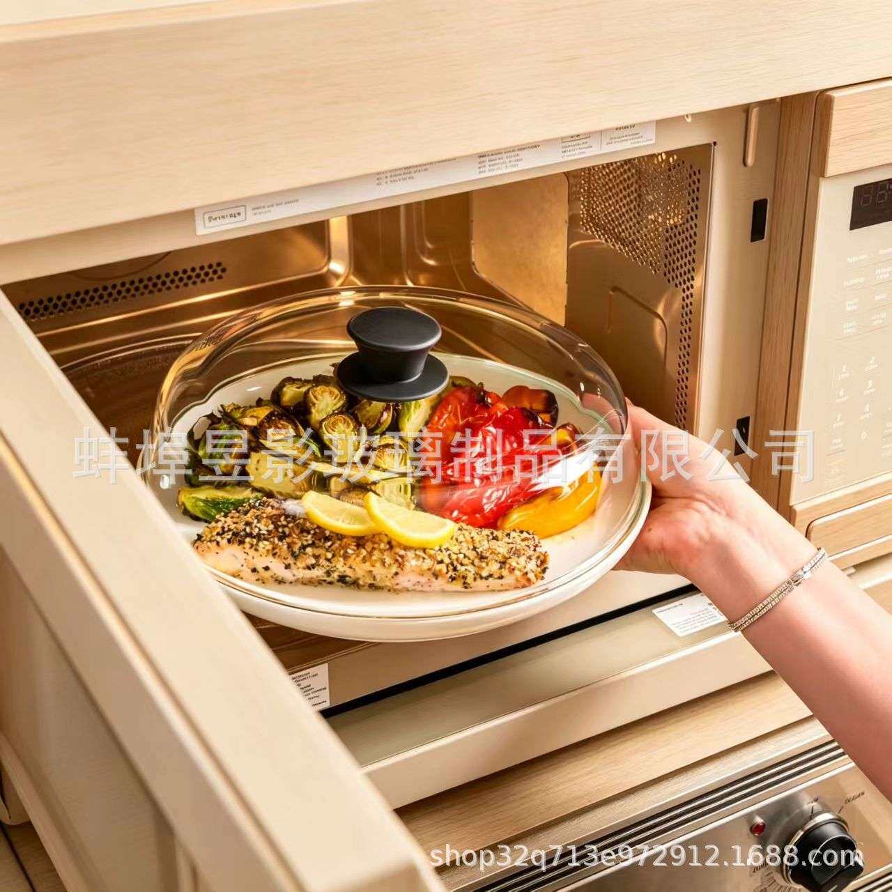 高硼硅玻璃防溅盖厨房耐热玻璃家用餐具锅盖防烫双排气孔安全盖子