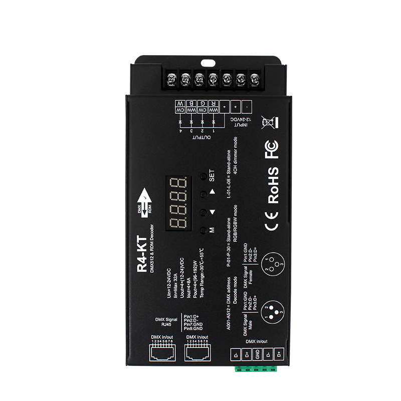 4通道DMX512解码器RGBW控制器恒压RDM功能舞台灯光工程DMX分控器