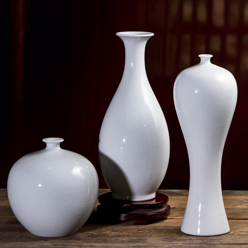 景德镇陶瓷花瓶摆件白色瓷瓶子中式仿古客厅酒柜瓷器装饰品工艺品
