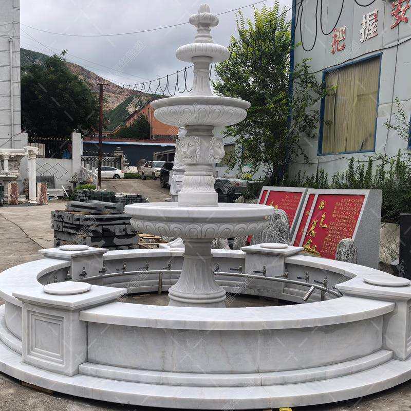 石雕喷泉雕塑制作户外庭院大型大理石流水石钵景观全套欧式喷水池