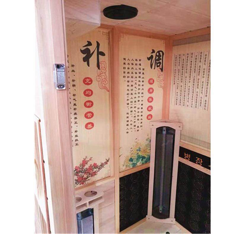 厂家自销加拿大铁衫木远红外光波能量石砭石彩绘双人汗蒸房
