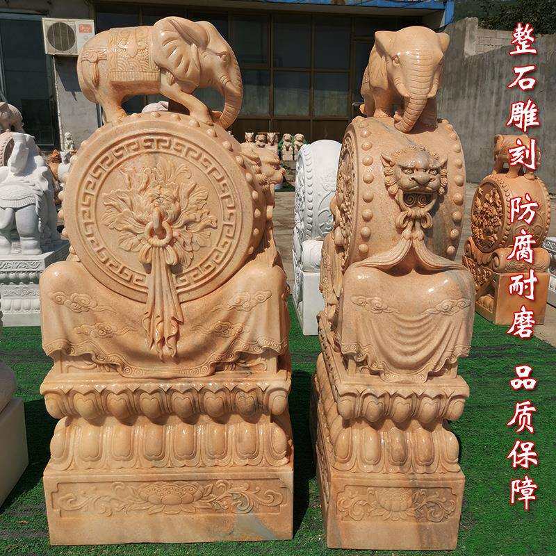 小象摆件晚霞红貔貅石鼓汉白玉庭院抱鼓青石一对门口石雕门垒德株