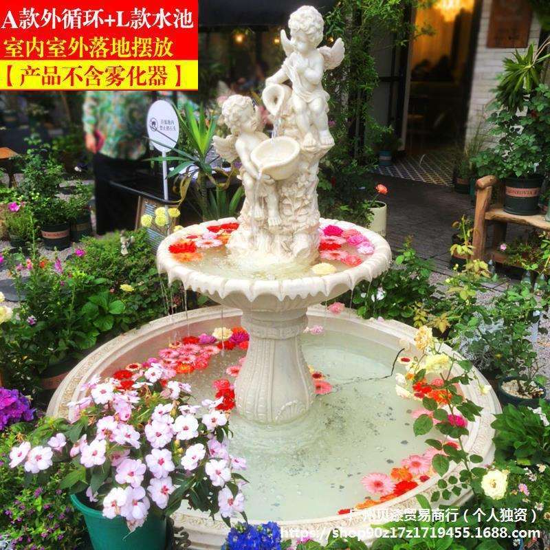 大型欧式流水喷泉客厅雕塑户外假山鱼池庭院水景花园装饰落垒德株