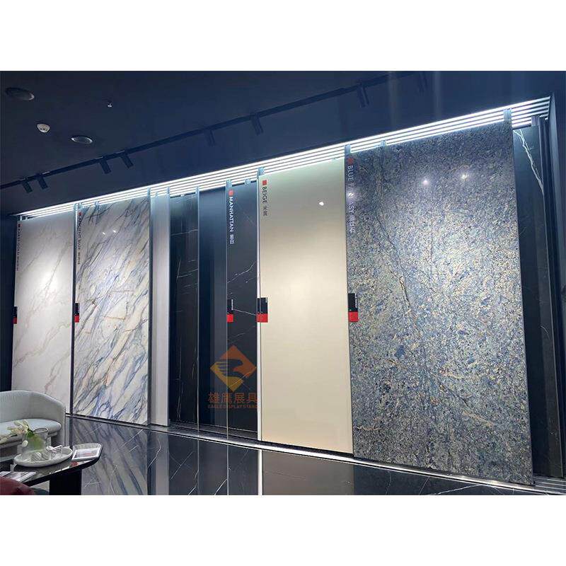 铝型材滑轨瓷砖展示架可调节展柜推拉岩板展架地板砖样品铝合金