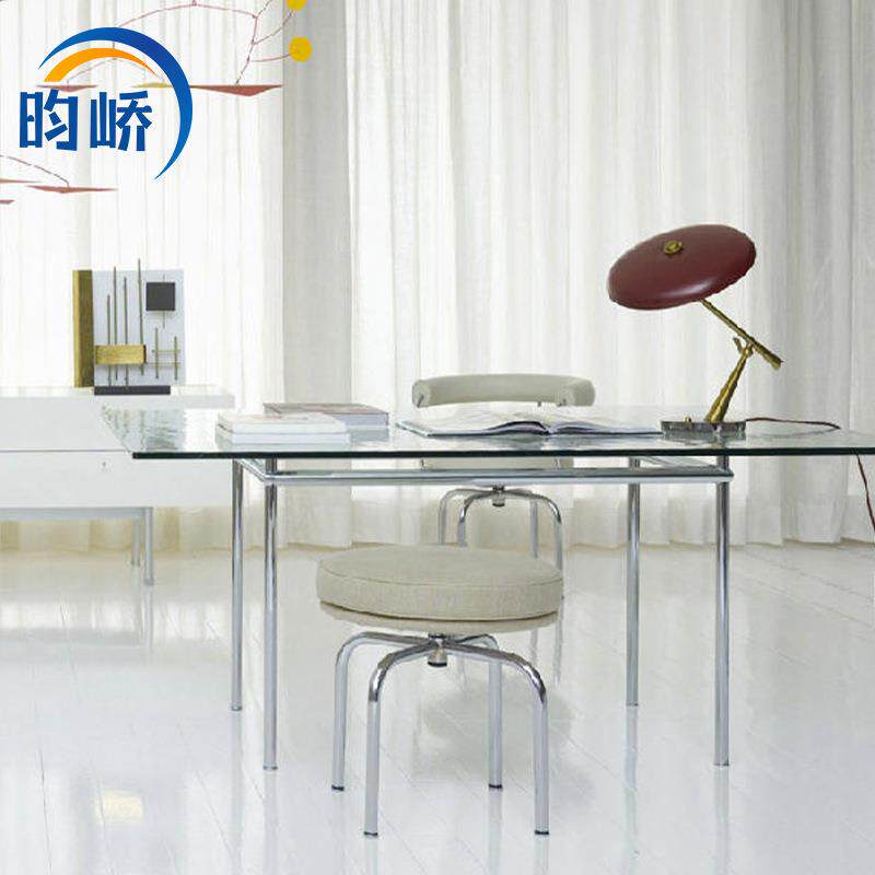 昀峤家具LC12Table餐台不锈钢钢化玻璃长方形板面餐桌长方桌