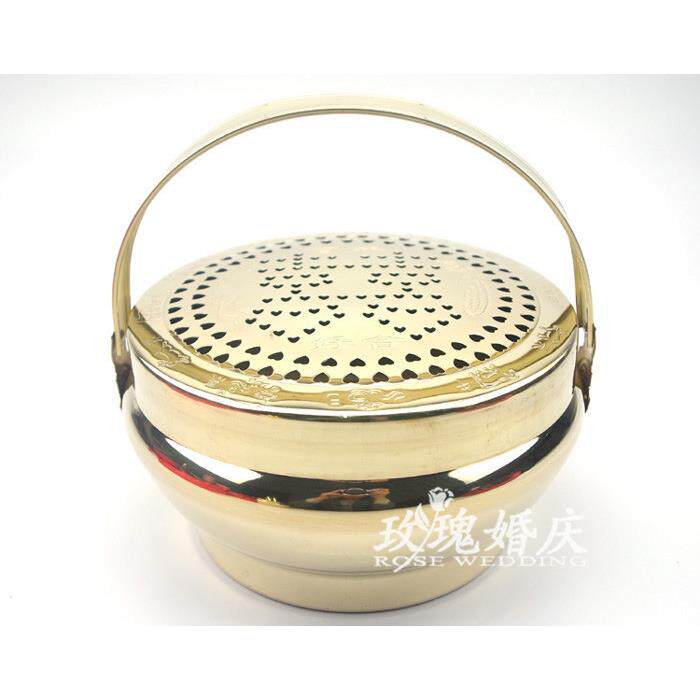 婚庆喜庆用品 加厚特大号旺盆 铜火铳 铜手炉脚炉怀炉铜火冲