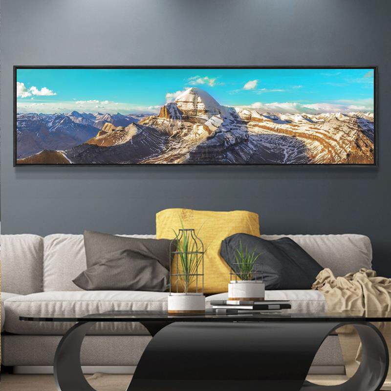 A6L日照金山梅里雪山挂画冈仁波齐客厅装饰画卧室床头画led发光灯
