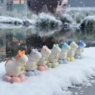 景德镇结晶釉转转小马高颜值陶瓷茶宠摆件转运马新年转转车载摆件