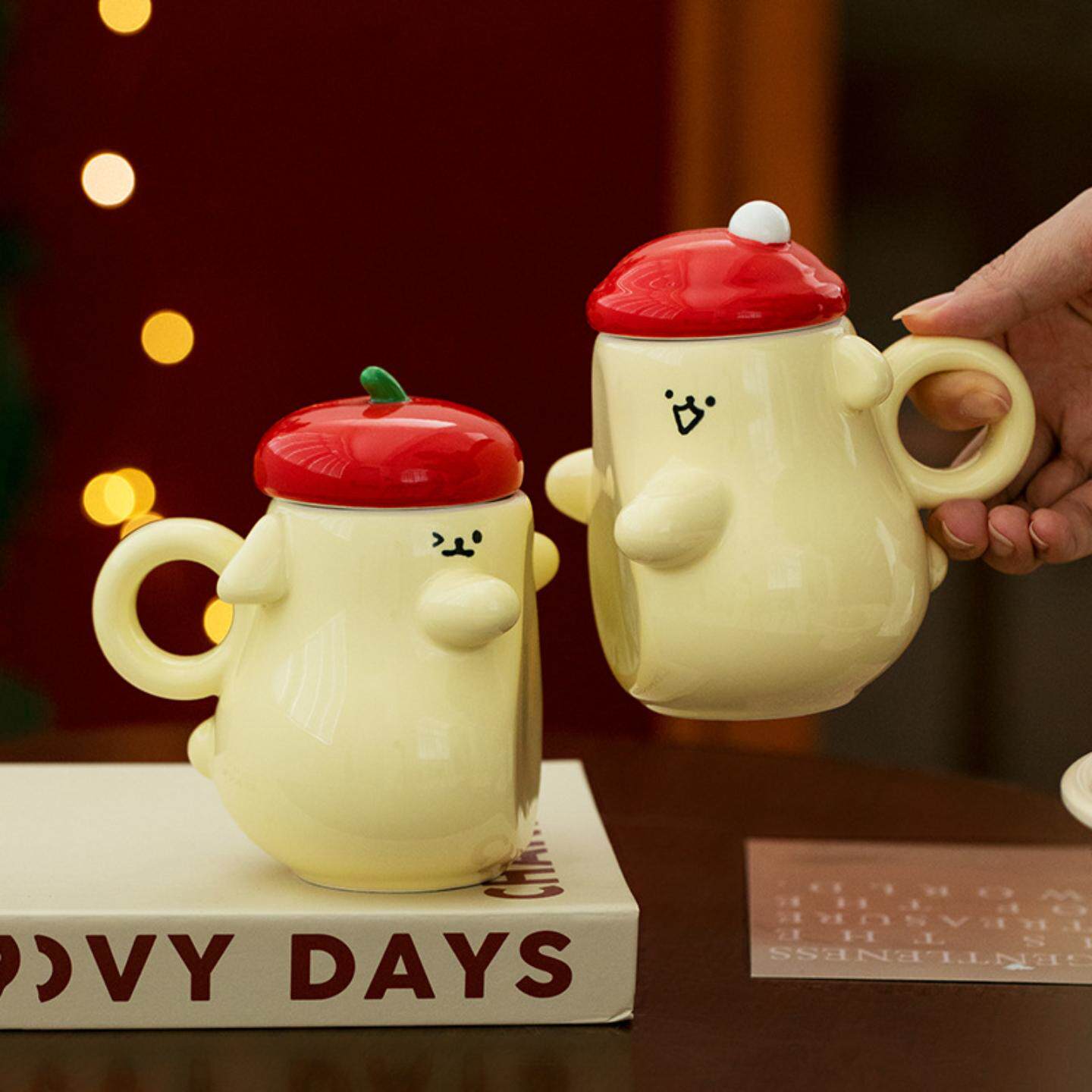 情侣贴贴对杯陶瓷马克杯可爱搞怪男女朋友送礼陶瓷水杯情人节礼物