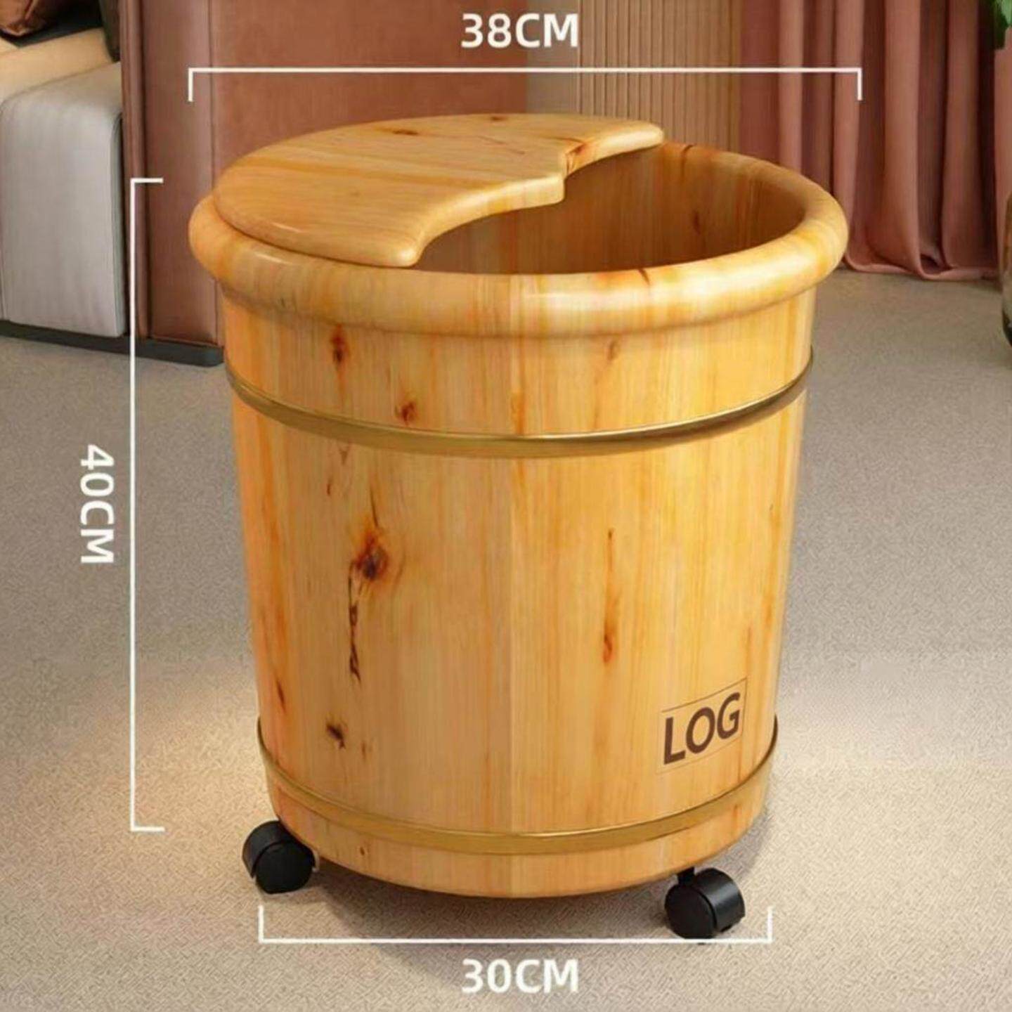 泡脚桶木桶过小腿加热按摩实木洗脚盆带盖足浴桶高深桶