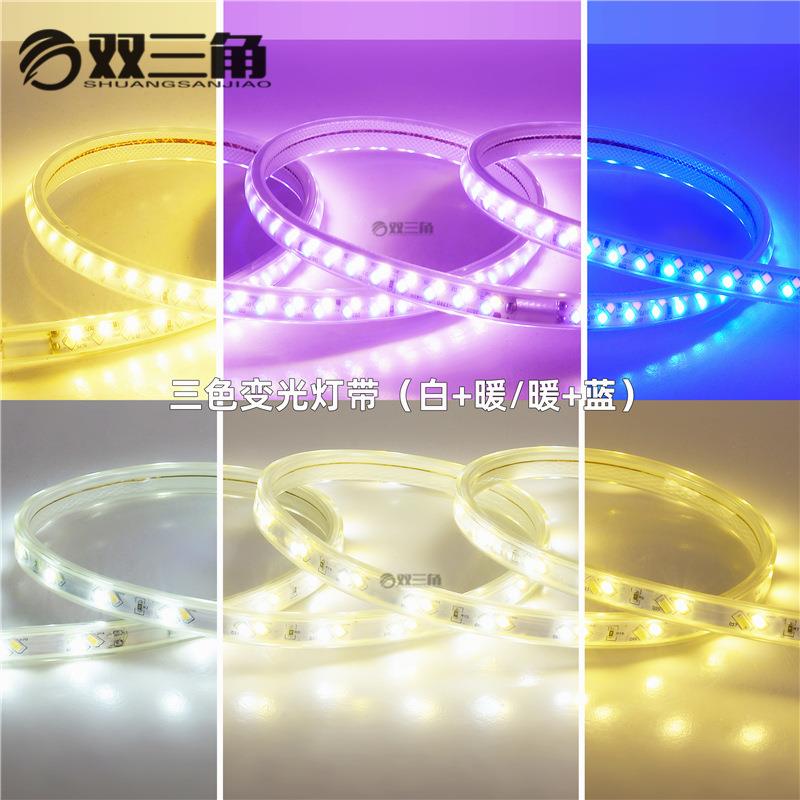 高压led灯带 三色变光户外双排三排防水灯条家用氛围变色客厅吊顶