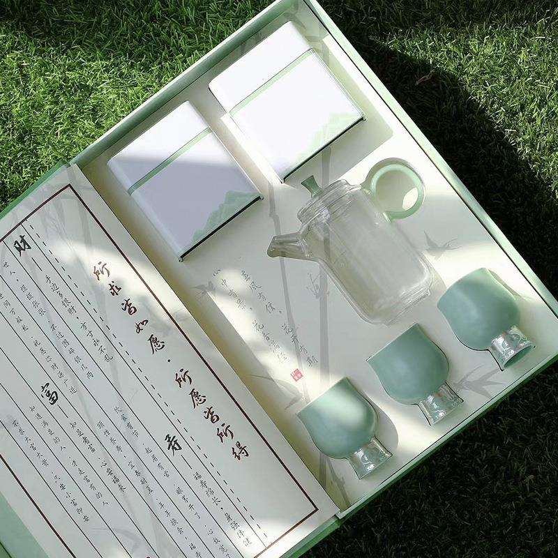 绿茶器一壶三杯茶具套装家用耐热玻璃泡茶器茶杯红茶绿茶龙井空罐