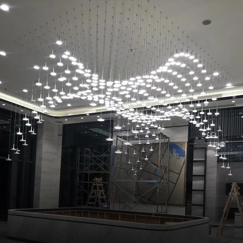 非标工程灯具小平板组合造型售楼部沐足城前台造型铝材led小吊灯
