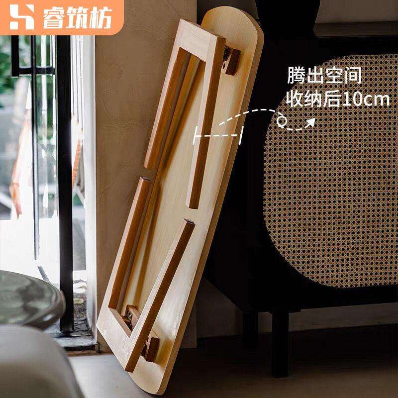 折叠茶几小户型实木桌子客厅阳台餐桌家用迷你简易原木色折叠小桌