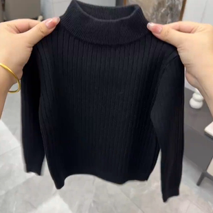 儿童毛衣2025冬新款男童韩版纯色加厚上衣百搭宝宝小童保暖打底衫