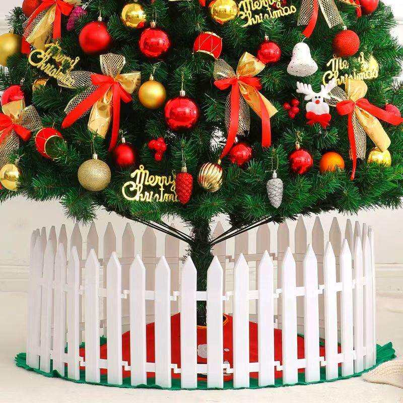 圣诞树围栏装饰花栅栏篱笆拼接组装白色塑料栅栏套装圣诞节装饰品