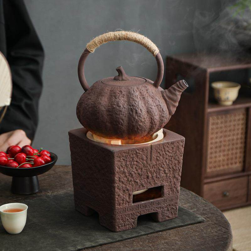 粗陶围炉炭烧炉煮茶炉酒精灯明火加热复古功夫陶瓷烧水茶壶煮茶器