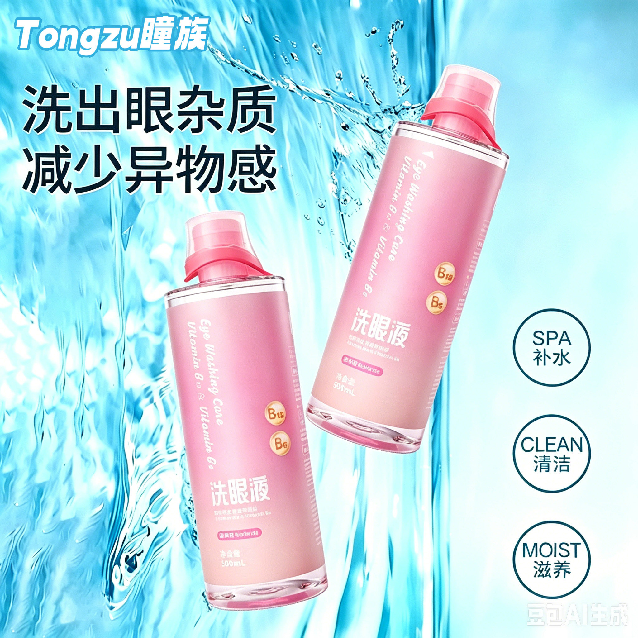 维生素洗眼液一次性清洁眼部护理液清洗眼睛水500ml缓解干涩疲劳
