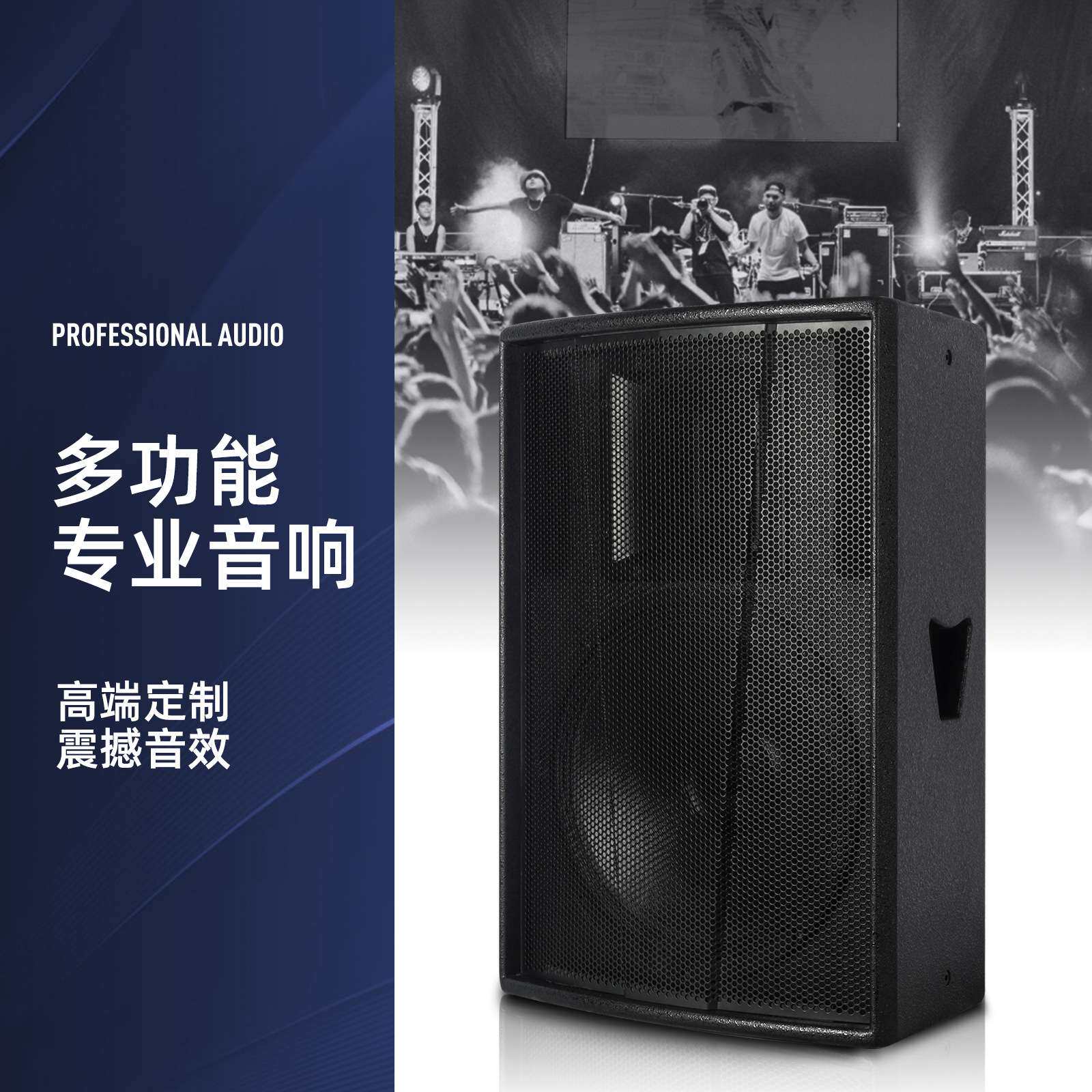 玛田款15寸全频音响二分频露营婚庆小型舞台户外防水木制专业音箱