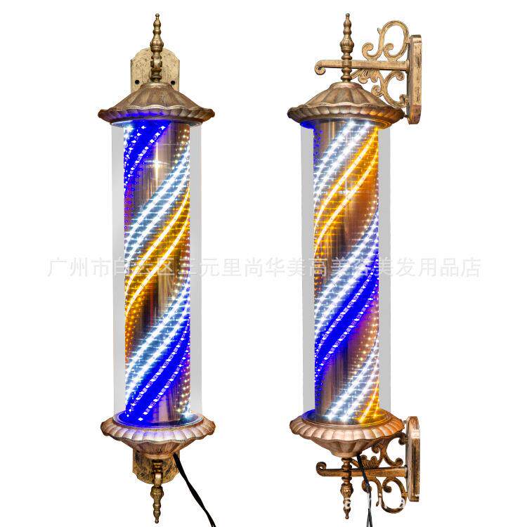 美发转灯 新款LED发廊标志灯理发店户外防水挂壁超亮炫彩铝材灯箱