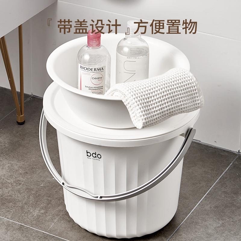 bdo带盖水桶家用加厚手提桶塑料盆学生宿舍套装可坐洗澡桶塑料桶图片