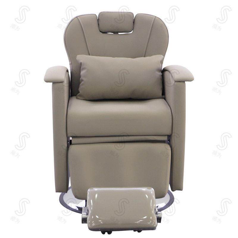 跨境理发椅黑色液压美发椅发廊可放倒椅子可升降可躺理发椅子