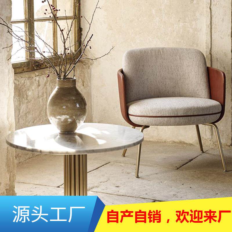 北欧现代简约餐厅椅布艺单人休闲椅轻奢靠背书桌洽谈椅扶手