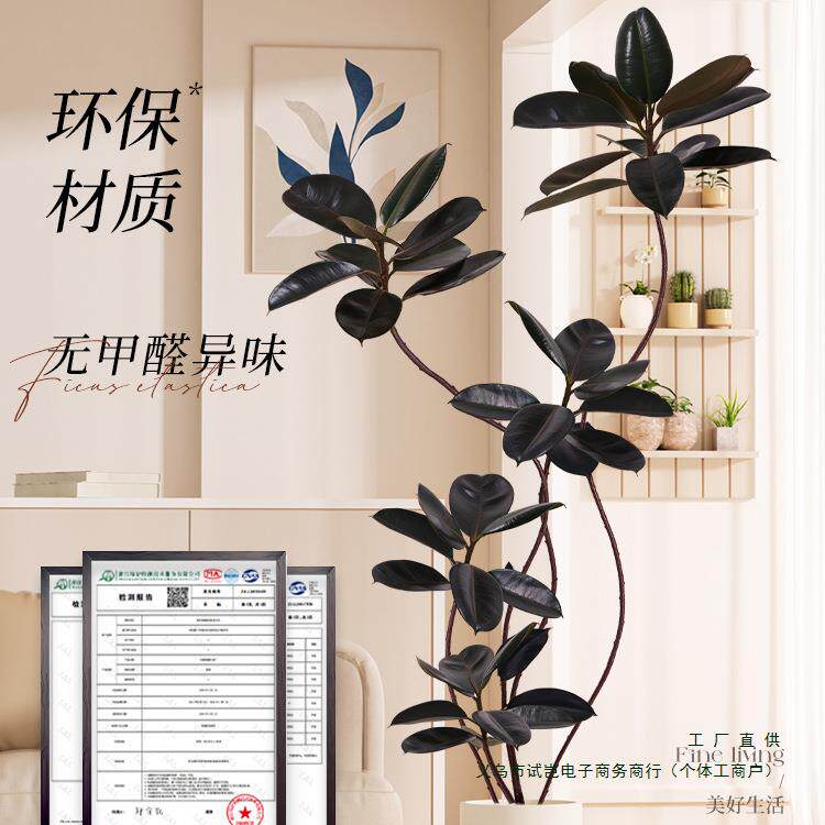 绿植盆栽轻奢大型橡皮树仿生假植物客厅室内装饰落地摆件汽车用品