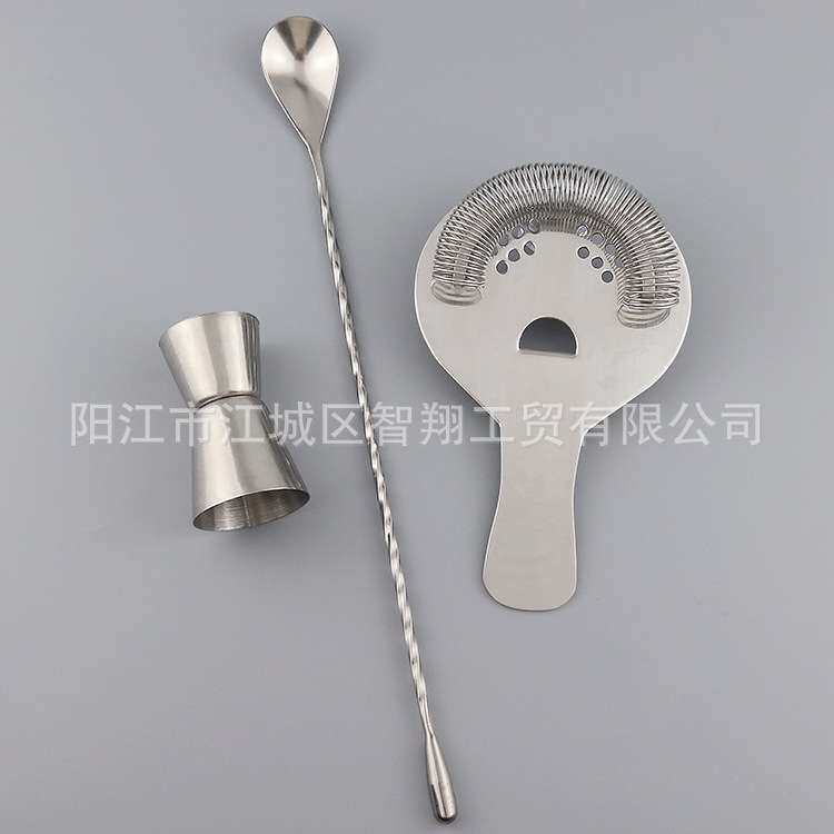 不锈钢鸡尾酒调酒套装波士顿酒吧量杯勺滤冰器可印LOGO 调酒套装